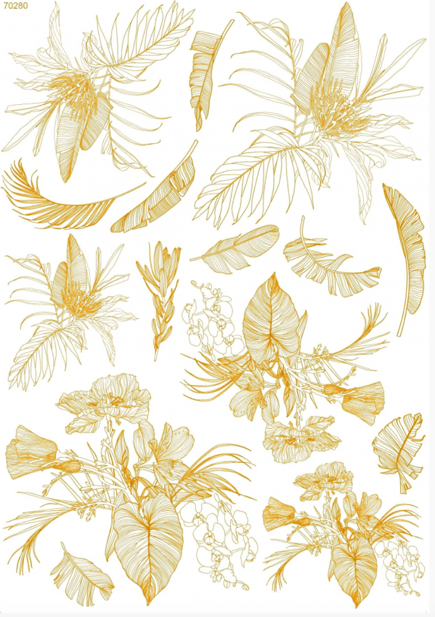 70280 DECALQUE CERÂMICA GOLD Flor Dourada