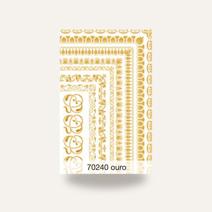 70240 DECALQUE CERÂMICA RELIEF GOLD — amostra cozida