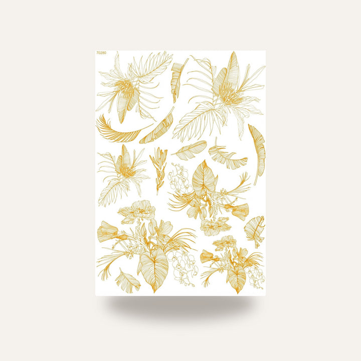 70280 DECALQUE CERÂMICA GOLD Flor Dourada — amostra cozida