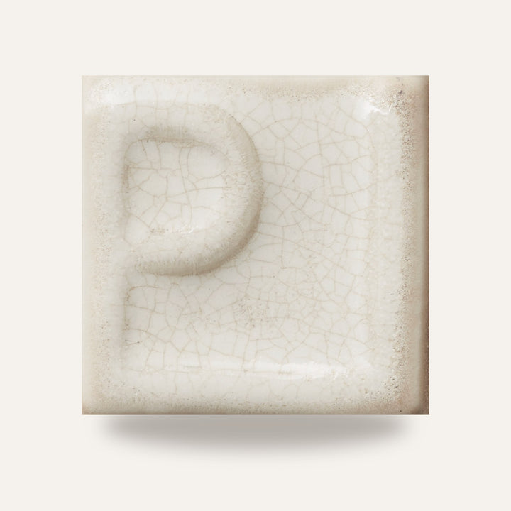 GRES O 6054 BRANCO CRAQUELÊ BRILHO — amostra cozida