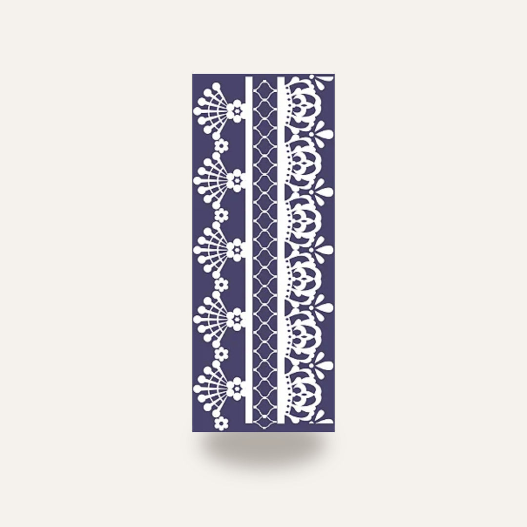 STENCIL RENDAS E BARRADOS 04 — amostra cozida
